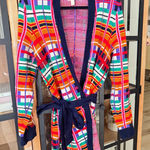 Anthropologie Moth Williston Plaid cardigan colorful knit tie waist coat sweater Photo 0
