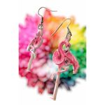 Pink Flamingo Earrings Dangle Hooks New Double Sided Las Vegas Florida B… Photo 11
