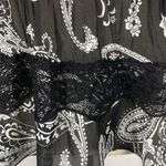 Robbie Bee Black White Semi Sheer Paisley Print Long Sleeve Blouse Size Large Photo 3