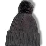 Steve Madden Womens Beanie Knit Faux Fur Pom Wide Cuff OS Cloud Ski Snow Black Photo 5