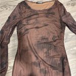 SheIn  Brown & Black Tie Dye Mesh Dress 6 NWOT Photo 1