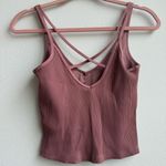 Vuori  Rib Crop Top Pink Marsala Athletic Workout Gym Tank Strappy Size Small Photo 2