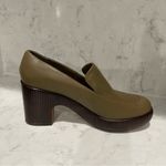 Vince New! Narisa Olive Green Leather Slip On Platform Loafers Shoes Photo 5