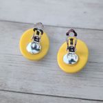 Vintage Clip On Earrings Retro Easter Egg Large Statement Earrings Yellow Photo 3