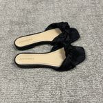 Tuckernuck  Raffia Brit Sandals Womens 8 Black Slip On Slides Bow Knot Flats Photo 8