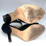 BCBGMAXAZRIA Black Satin and Gold Heels w/Studded Ankle and Toe Straps-Size 7 Photo 11