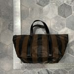 Fendi Vintage Péquin Penguin Stripe Tote Handbag Brown Black GUC Photo 15