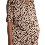 Time & Tru Womens Animal Print Beige Brown Maternity Top Size Small 4-6 10 New Photo 2