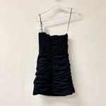 ZARA NWT  Draped Gathered Ruched Tie Neck Bodycon Mini Dress Black Women's Size S Photo 3