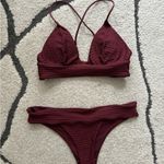 H&M Burgundy Bikini Top Photo 3