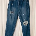 Altar'd State Blue Cropped Jeans with Raw Hem Photo 0