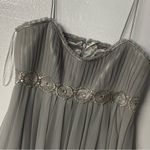 Badgley Mischka Mini Dress 16 Grey Chiffon Embellished Prom Bridesmaids Wedding Photo 1