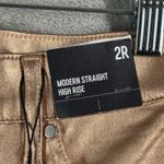 EXPRESS  Metallic Rose Gold Jeans‎ 2R Modern Straight Disco Party Cybercore Photo 9