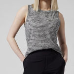 Athleta  Breezy Tank Black/Gray/White stripes size 1X NWT Photo 0