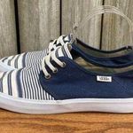 Vans Navy Blue Ivory stripes stripped Round Toe Lace slip on shoes 7.5 Photo 0