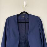 Theory  Lindrayia Blazer Navy Sea Blue Size 2 Collarless Jacket Wool Business Photo 4