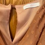 La Femme  Pink Swiss Dot V-Neck Short Sleeve‎ Flowy Lined Mini Dress Size Small Photo 3