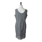 Amanda Smith Retro Dress Sheath Embroidery Hem Black Gingham Women’s Size 12 Photo 3