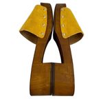 Seychelles  Marine Layer Suede Mustard Wood Sandals Slip Ons 6.5 New Photo 2