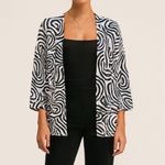 Chico's XL Zebra Abstract Travelers Open Front Cardigan Sweater Lightweight Photo 0