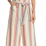 BeachLunchLounge Striped Linen Blend Jumpsuit Pockets Casual Womens Medium Photo 0
