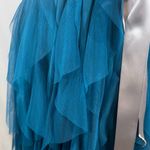 Teeze Me Teal green and silver belted strapless tulip mesh mini dress size 5 Photo 5