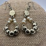 Silver Chandelier Earrings with Pearls & Crystals Fancy Wedding Bridal Statement Gold Photo 8