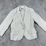 Olivia Moon  Linen Blend Blazer‎ Jacket Petite Large Neutral Career Minimalist Photo 0