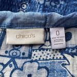 Chico's  Linen Blend Top Jacket Blue White Collar 3/4 Sleeve Metal Buttons 0 S 4 Photo 7