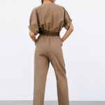 ZARA Linen Brown Jumpsuit Romper  Photo 4