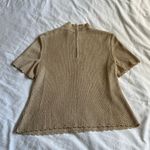 St. John scallop high neck mock neck gold metallic knit short sleeve blouse S Photo 4