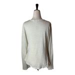 frame denim Frame Shirt Women Large Ivory Metallic Gold Striped Linen Blend Split Cuff‎ Tee Photo 3