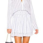 Rails Revolve Jamine Linen Blend Mini Long Sleeve Dress Figi Stripe Size S Photo 0