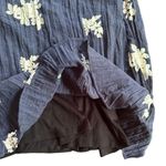 ECI NEW New York Boho Shift Dress 3/4 Sleeve Floral Embroidered Blue Large Photo 6