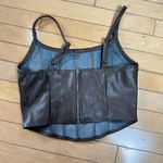 KIRIOUS Brown Faux Leather Corset Style Crop Top Size Small Photo 3