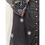 Alice McCALL  Black Floral Embroidered Honeycomb Daisy Off Shoulder Dress Size 2 Photo 4