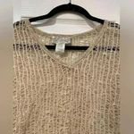 J. Validi Beige Loose Knit Stretchy 3/4 Sleeve V Neck Coverup Tunic Size Large Tan Photo 1