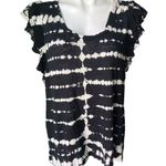 Young Fabulous and Broke YFB Young, Fabulous, Broke Tie Dye Flutter Sleeve Linen Top Black/White, Sz M Photo 0