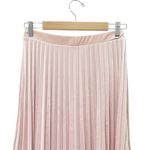 Mustard Seed  Blush Pink Velvet Pleated Midi Skirt Size Medium Soft Flowy A-Line Photo 5