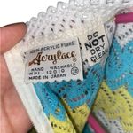 Vintage Crochet Sleeveless Tank Top grandmacore yellow teal white striped Size 6 Photo 2