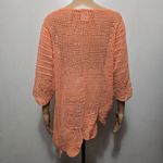 Blair  Open Weave Knit Top Women's Peach Coral 3/4 Sleeve Tunic Large Photo 4