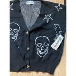 No Boundaries New Women’s  Skull 💀 Print Cardigan Black White size Small 4-6 Photo 2
