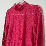 J.Crew  Scalloped Lace Mockneck Top Dragon Fruit Pink Size 2 Photo 2