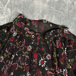 Paige EUC  Floral Sheer Long Sleeve Button Up Shirt  Blouse Women's M Black Photo 5