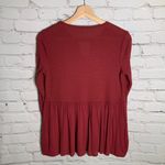 Altar'd State Dreamin' in Waffle Knit Thermal Peplum Keyhole Top Red Boho Photo 2