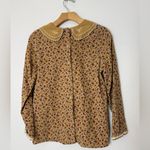 Nice Claup Japan vintage Y2K tan floral long sleeve corduroy collared top. M Size M Photo 4