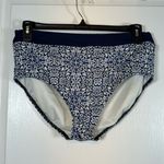Lands' End  Navy Blue White Bikini Bottom Swimsuit Size 14 EUC #1199-PHX Photo 1