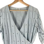 Tularosa Rocky Wrap Dress Womens M Pastel Blue Eyelet Embroidered Cottagecore Photo 3