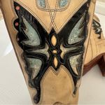 Vintage Miss Capezio Beige Blue Butterfly Leather Cowboy Boots Britney Spears Tan Size 8.5 Photo 12