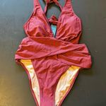Cupshe NWT Dusty Rose Unique One Piece Swimsuit Large Photo 0